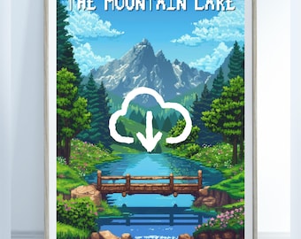 Stardew Valley Mountain Lake Vertical Poster, Travel Art Print, Farmhouse Decor, Gaming Wall Art, Gift for Gamers, Digital Download