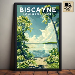 Biscayne National Park, Florida National Park Posters, Camping and Hiking gift, Minimalist, Vintage Style Print, Physical Poster