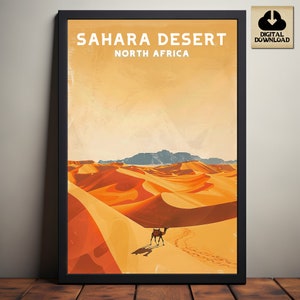 Poster Sahara, Südafrika, Wildnis, minimalistisch, Vintage Stil Druck, digitaler Download