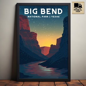Big Bend National Park, Texas National Park Posters, Camping and Hiking gift, Minimalist, Vintage Style Print, Physical Poster