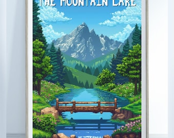 Stardew Valley Mountain Lake Matte Vertical Poster, Travel Art Print, Farmhouse Decor, Gaming Wall Art, Gift for Gamers, Room Decor