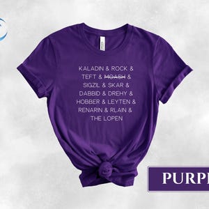 Bridge Four Names Unisex Tee, Stormlight Archive, Kaladin Teft Rock ...