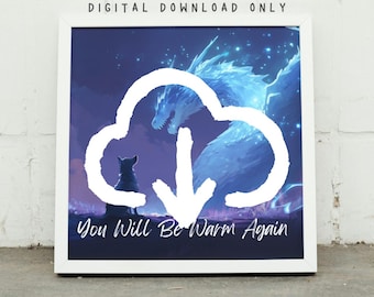Dog and Dragon Printable Poster, You Will be Warm Again, Stormlight Archive Wall Art, Matte Print, Home Decor, Cosmere Art, Digital Download