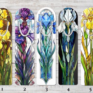 Juego de marcapáginas de metal con forma de iris de vidrieras: regalo para amantes de los libros, entusiastas del jardín y aquellos que buscan símbolos florales únicos, flor de lis