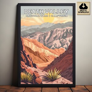 Death Valley National Park, California National Park Posters, Camping and Hiking gift, Minimalist, Vintage Style Print, Digital Download