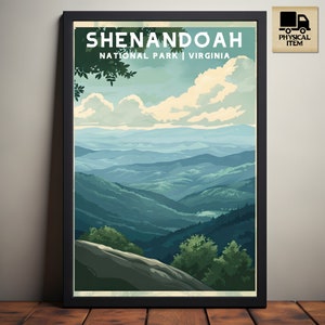 Parc national de Shenandoah, affiches du parc national de Virginie, cadeau de camping et de randonnée, impression de style vintage minimaliste, affiche physique
