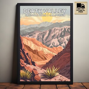 Death Valley National Park, California National Park Posters, Camping and Hiking gift, Minimalist, Vintage Style Print, Physical Poster