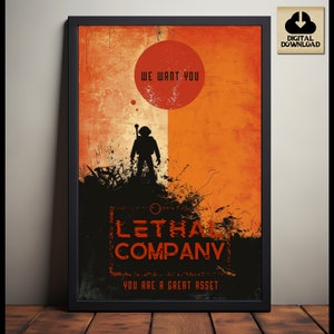 Lethal Company Job Poster, Gaming Gift, Game Wall Art, Poster Art Print, Poster Gift, PC Gaming Setup, Game Room, 300 DPI Digital Download