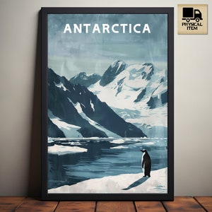Antarktis, Wildnis Poster, Minimalistisch, Antarktis Wand Kunst Druck, Vintage Style Illustration, Physisches Poster