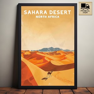 Sahara, Südafrika, Wildnis Poster, Minimalistisch, Vintage Style Print, Physisches Poster