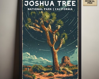 Joshua Tree National Park, California National Park Poster, Camping and Hiking gift, Minimalist, Vintage Style Print, Physical Poster