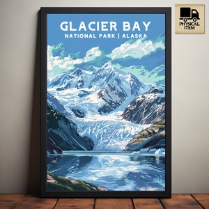 Parco nazionale di Glacier Bay, poster del Parco nazionale dell'Alaska, regalo per campeggio ed escursionismo, minimalista, stampa in stile vintage, poster fisico