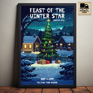 Stardew Valley Feast of the Winter Star, Winter Event, Stardew Valley Inspired Pixel Art, Pelican Town, Video Game Art, Physical Poster