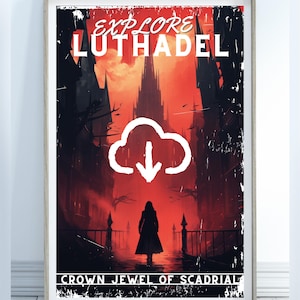 Póster de viaje de Luthadel, Scadrial, serie de libros Mistborn de Brandon Sanderson, Cosmere, póster digital