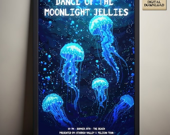 Dance of the Moonlight Jellies, Stardew Event Poster, Stardew Valley Inspired Pixel Art, Video Game Art, Digital Download