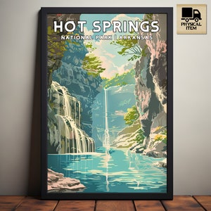 Parc national de Hot Springs, affiches du parc national de l'Arkansas, cadeau de camping et de randonnée, impression minimaliste de style vintage, affiche physique