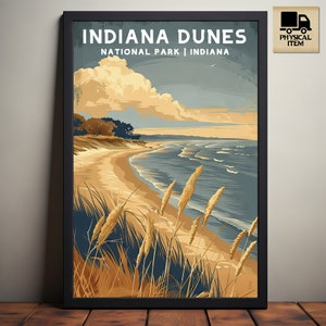 Indiana Dunes National Park, Indiana National Park Posters, Camping and Hiking gift, Minimalist, Vintage Style Print, Physical Poster