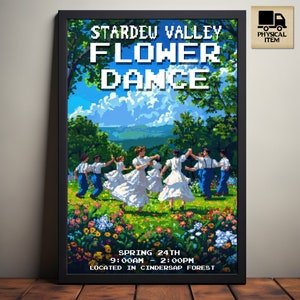 Stardew Valley Flower Dance, Stardew Valley Event Poster, Stardew Valley Inspired Pixel Art, Video Game Art, Physical Poster