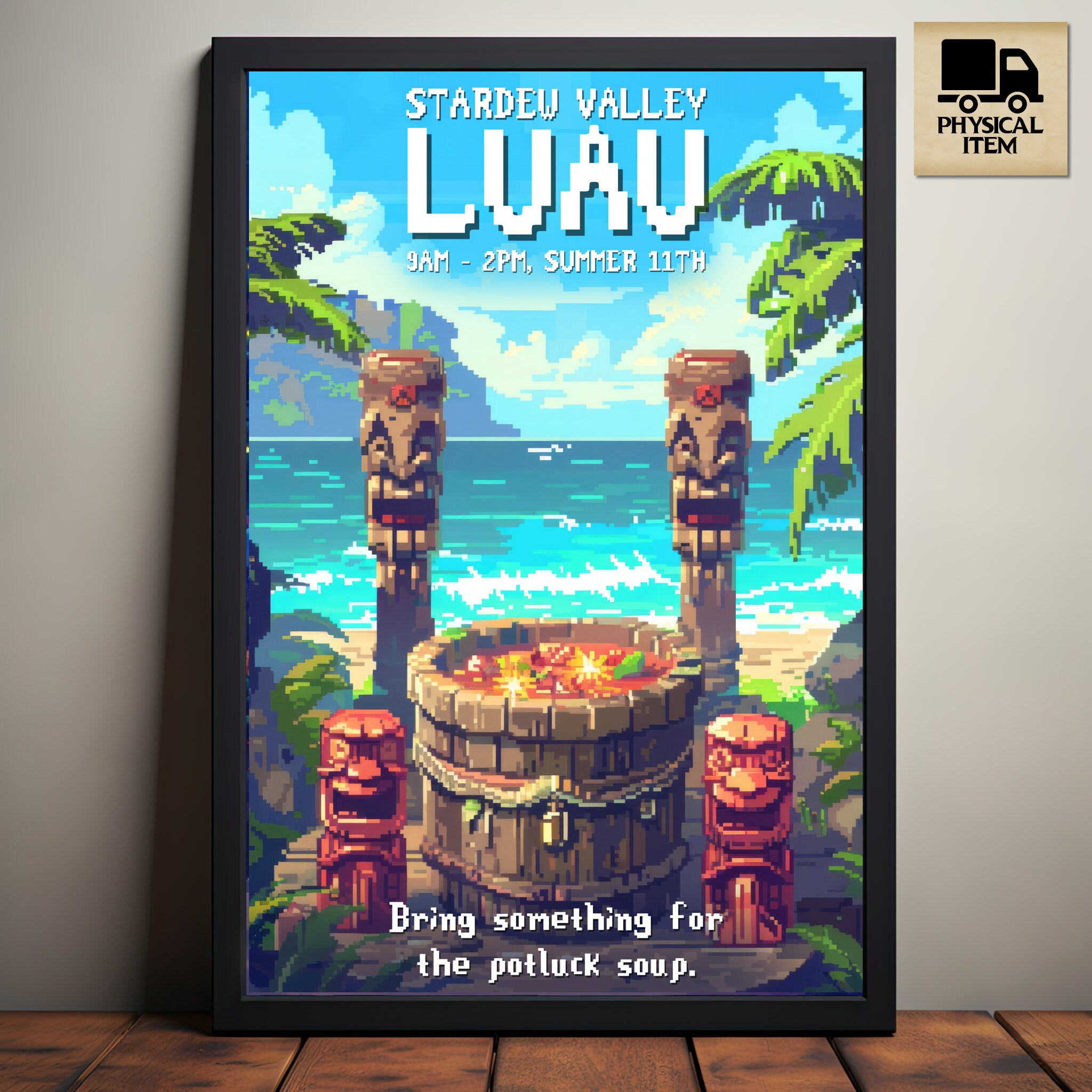 Stardew Valley Luau, Summer Stardew Valley Event Poster, Stardew Valley Inspired Pixel Art, Potluck Soup, Video Game Art, Physical Poster