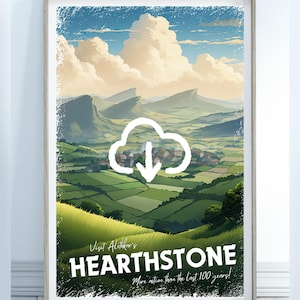 Hearthstone Travel Poster, Brandon Sanderson&#39;s Stormlight Archive / Cosmere, Fan Art on Roshar, Digital poster