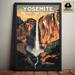 Yosemite National Park, California National Park Poster, Camping and Hiking gift, Minimalist, Vintage Style Print, Digital Download