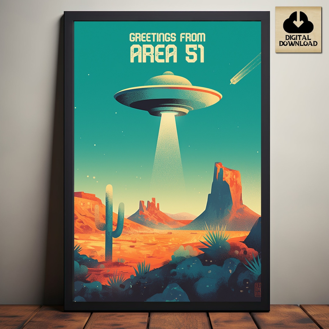 Greetings From - Area 51 Travel Poster, Science Fiction Art Gift