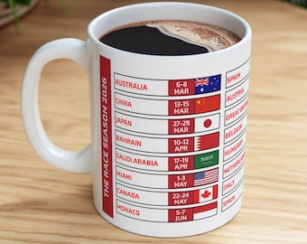 Tasse F1 Saison de course 2026 : tasse de café pour fans de sports mécaniques
