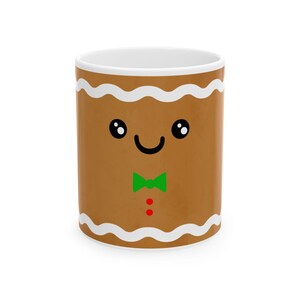 Gingerbread Man Ceramic Mug Design, Christmas Coffee Cup for Adults and Kids, Holiday Drinkware, Festive Hot Cocoa Mug, Unique Winter Gift