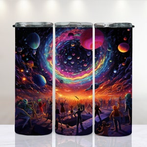 Outer space 20 oz Skinny Tumbler Wrap, PNG Sublimation Design, Instant Digital Download Colourful Galaxy Dance Universe