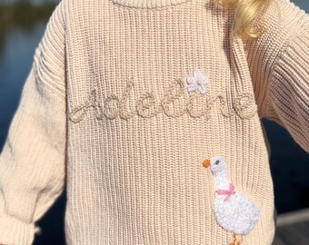 Personalized Hand Embroidered Baby Sweater