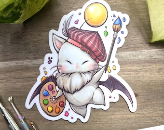 Pegatina de vinilo impermeable de Picto-Moogle de FFXIV / Moogle pictomante de Final Fantasy 14