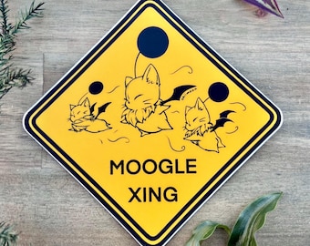 Pegatina de vinilo impermeable FFXIV Moogle X-ing / Cruce de secuaces de Final Fantasy 14