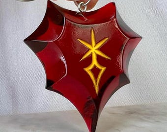 Llavero realista de piedra de trabajo con cristal de alma de Caballero Oscuro de FFXIV