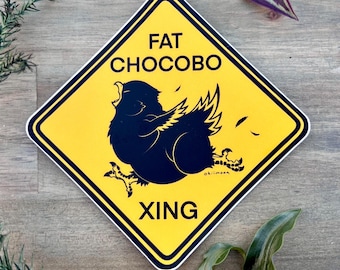 FFXIV Fat Chocobo X-ing waterproof vinyl sticker | Final Fantasy 14 minion crossing