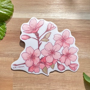 Cherry blossom waterproof vinyl sticker | pretty Japanese sakura flower