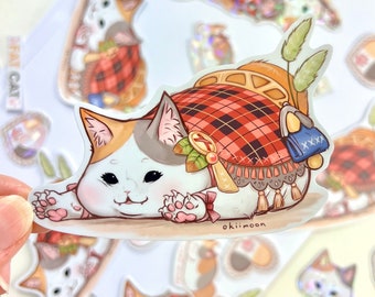 Juego de pegatinas de vinilo impermeables con diseño de gato gordo de FFXIV / Temática de Final Fantasy 14