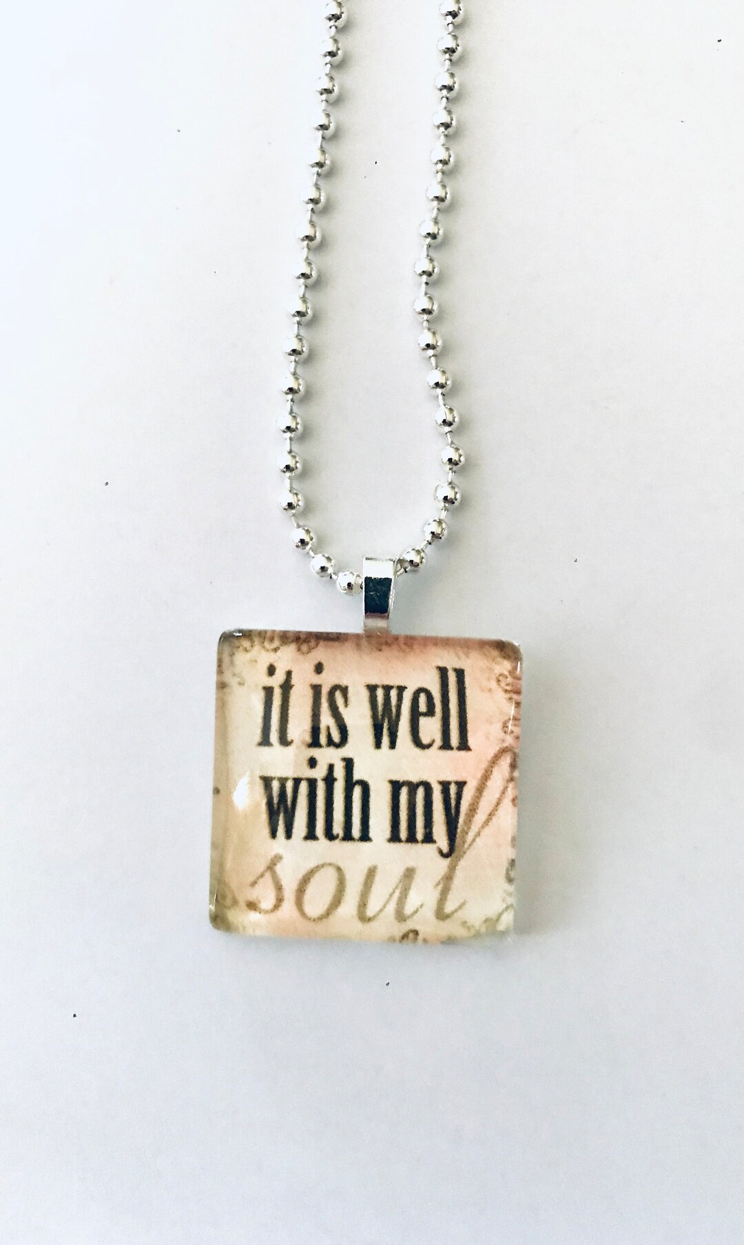Pretty Bible Verse Square Glass Tile Pendant Etsy