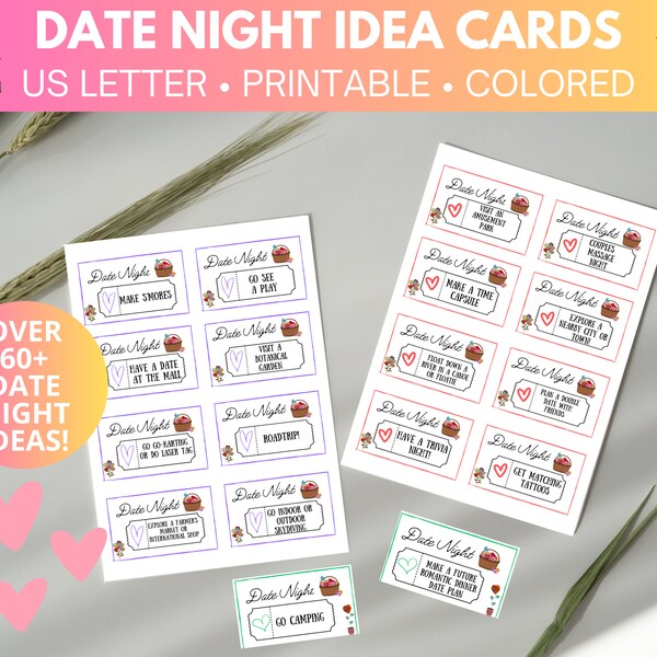 PRINTABLE date night idea cards for couples plus DIY BLANK page (pdf printable)