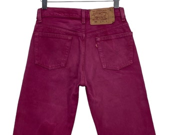 Levi's 501 Jeansgröße Taille Größe 28 Vintage 90er Jahre Levis Jeans 501-1686 Tapered Jeans Pink Damen Jeans W28 L35,5