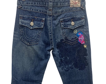 Vintage True Religion Joey Super T Yellow Stitch Jeans Y2K Early