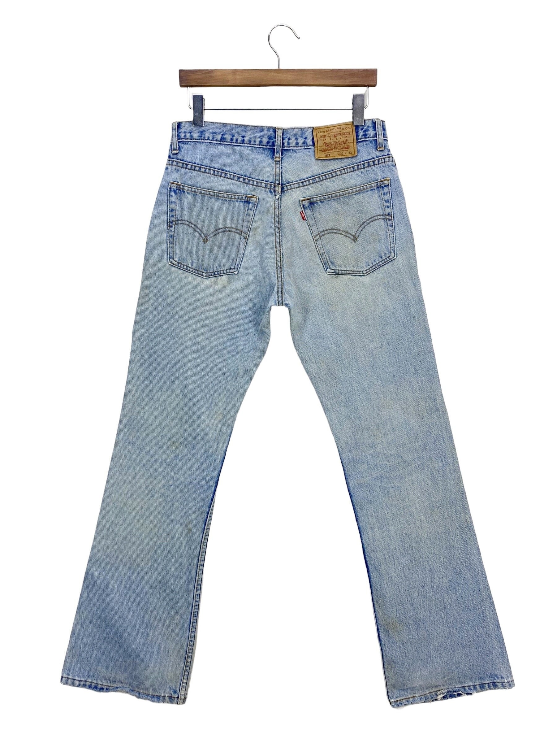 パンツ Made in USA 1990s Levi's 517 flare denim Vintage Levi's 517 Flare Jeans: 90s Light Wash Denim, Waist