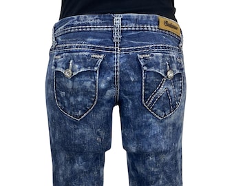 Buckaroo Jeans Size 26 W26x28 Low Rise Acid Wash Embellished Skinny Jeans