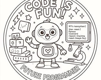 ColorMe Code is Fun Sticker - DIY Coding Stickers for Kids | STEM Learning Activity | Computer Science for Children