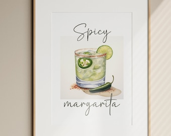 Spicy Margarita Print Spicy Marg Print Spicy Margarita Poster Cocktail Print Cocktail Poster Cocktail Posters Bar Decor Digital Download