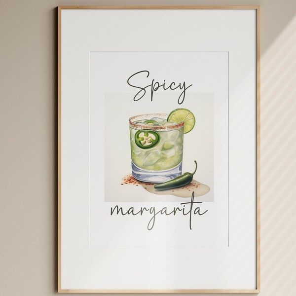 Spicy Margarita Print Spicy Marg Print Spicy Margarita Poster Cocktail Print Cocktail Poster Cocktail Posters Bar Decor Digital Download