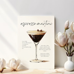 Espresso Martini Impresión Bar Arte Impresión Cóctel Cartel Bar Carro Pared Arte Alcohol Impresión Arte Rojo Bebidas Pared Decoración Descarga Digital