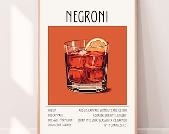 Stampa cocktail retrò Cocktail Stampabile stampa cocktail retrò Poster Negroni Poster cocktail Poster cocktail Poster cocktail retrò