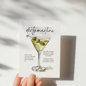Dirty Martini Recipe Card Dirty Martini Print Dirty Martini Car Martini