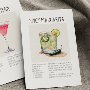 Spicy Margarita Sign Cocktail Recipe Card Spicy Marg Instant Download Printable Recipe Card ...