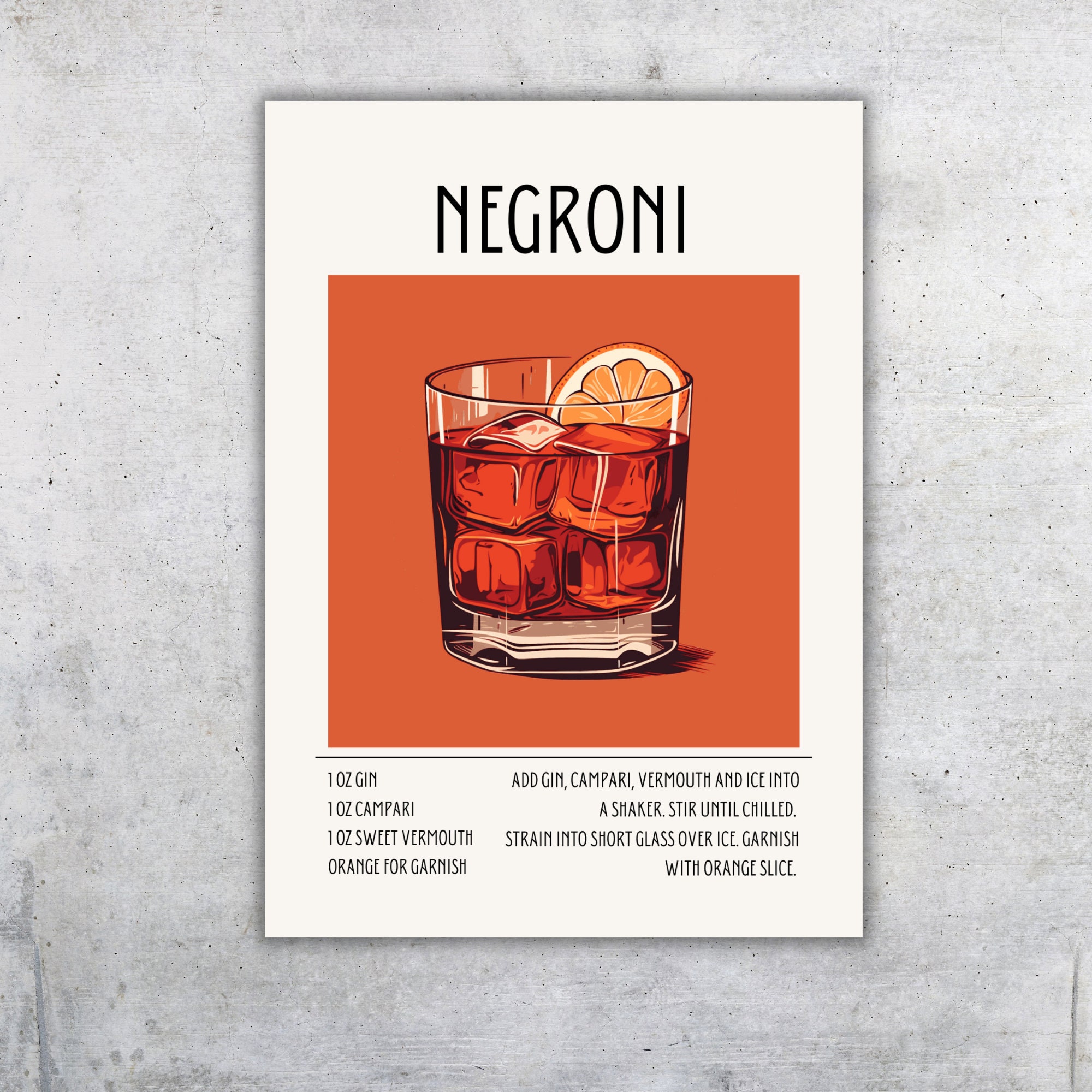 negroni-cocktail-art-print-negroni-recipe-retro-cocktail-print-negroni